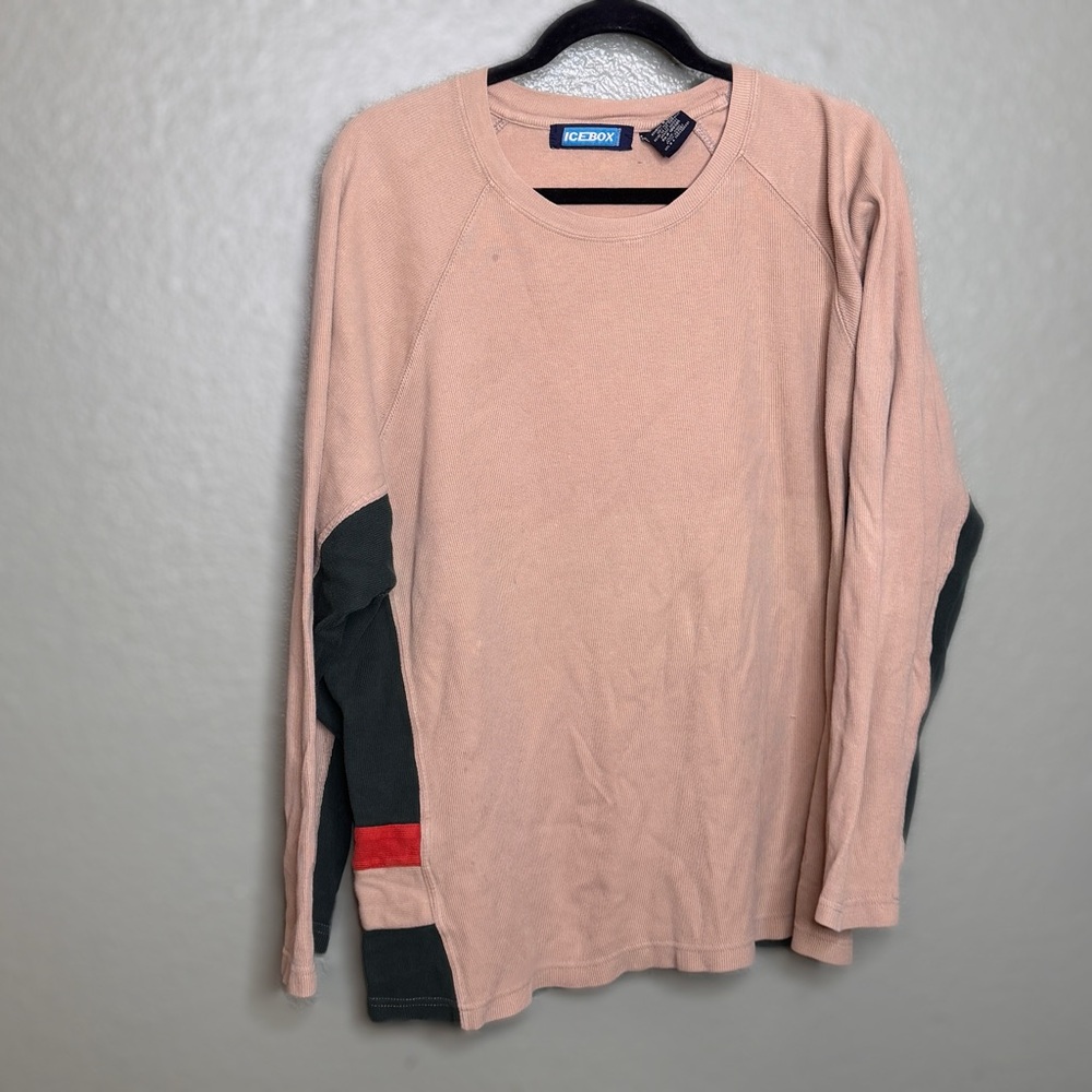 Men's Vintage 90s Long sleeve Thermal Shirt in Tan and Black